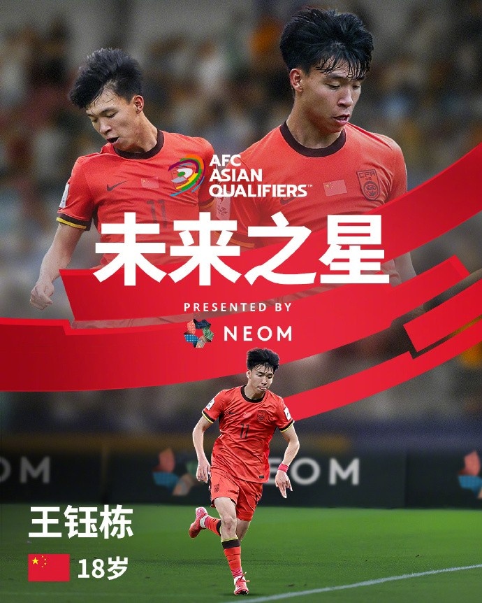 亞洲杯官方社媒發(fā)布王鈺棟個(gè)人海報(bào)：青年軍的旗幟，飄揚(yáng)在前哨