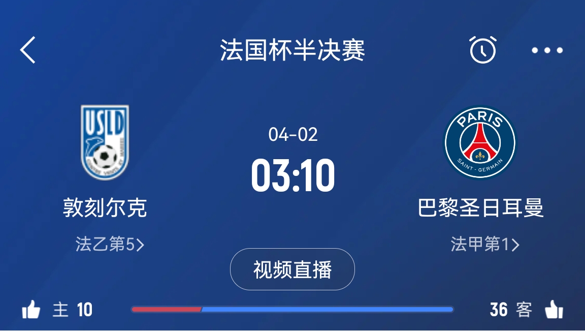 繼續(xù)大撤退？法國杯半決賽敦刻爾克挑戰(zhàn)巴黎，此前連續(xù)逆轉(zhuǎn)法甲隊